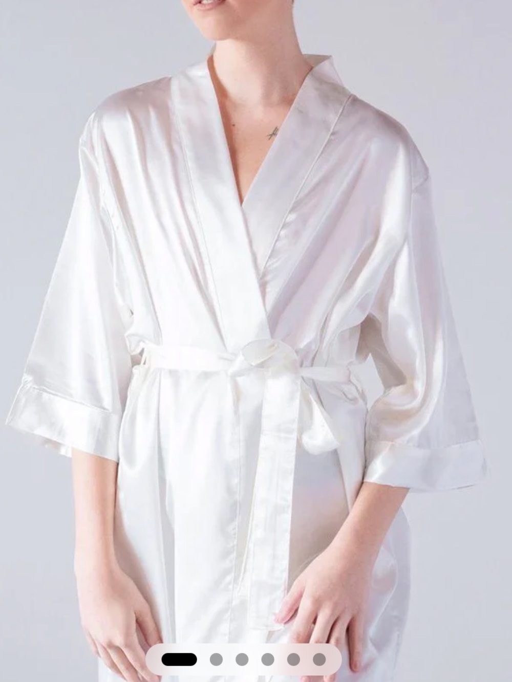 Satin Wrap Robe in Ivory